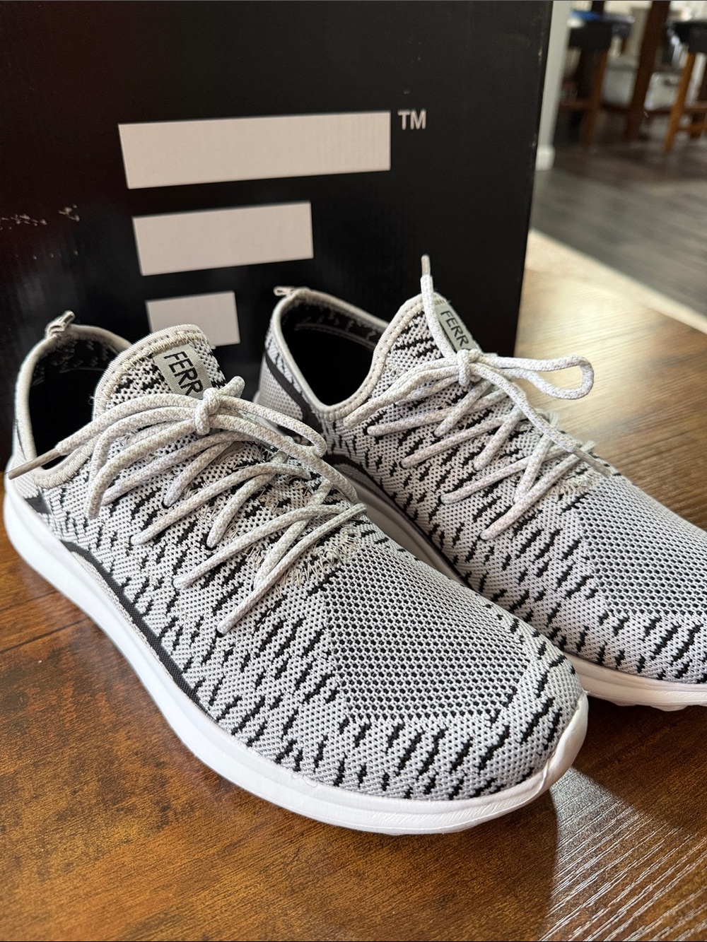 Ferrato Knit Lace-Up Sneakers in Gray & Black